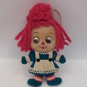Vtg Raggedy Ann Christmas Ornament Blow Mold Vtg Annabelle Doll MCM